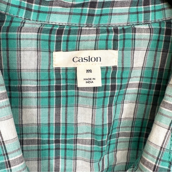 Caslon Lightweight Plaid Button Front Shirt Blouse Top Medium Green - Picture 5 of 5